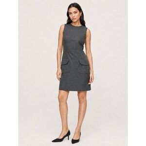 Tory Burch Gray Wool Blend Sleeveless Sheath Dress with Flap Pockets Size 4